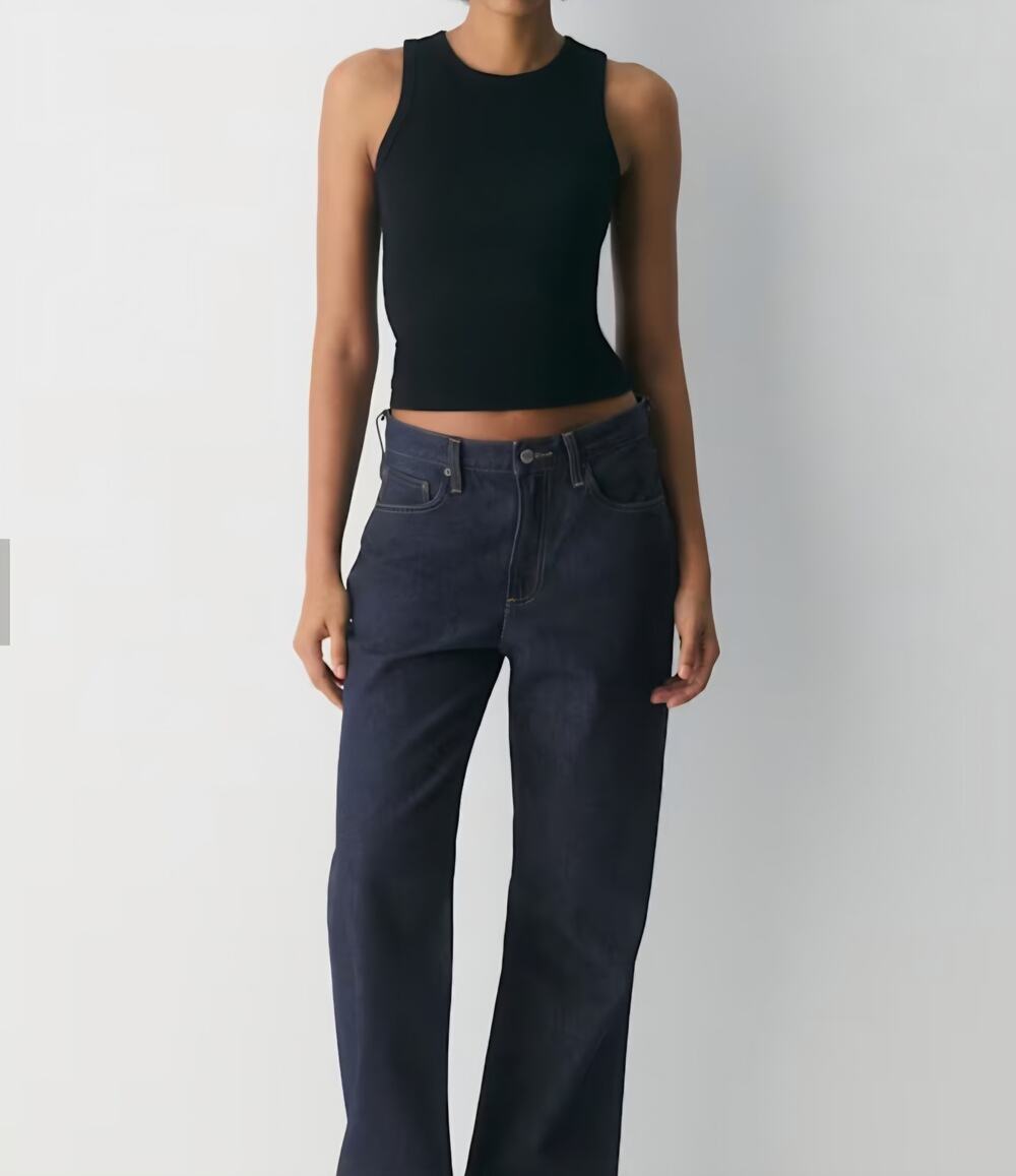 Clean Girl Aesthetic,Wilfred Aritzia Blk, Ribbed Racerback Crop Tank Top Size XS
